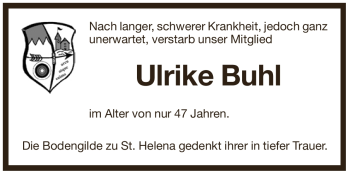Traueranzeige von Ulrike Buhl von Pegnitz-Zeitung